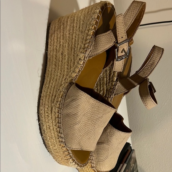 Tan Franco Sarto Wedge Espadrille Sandals - Picture 6 of 10